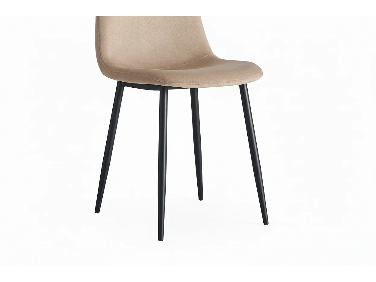 Lot de 4 chaises scandinaves velours taupe pieds métal noir 43,5x40x87cm