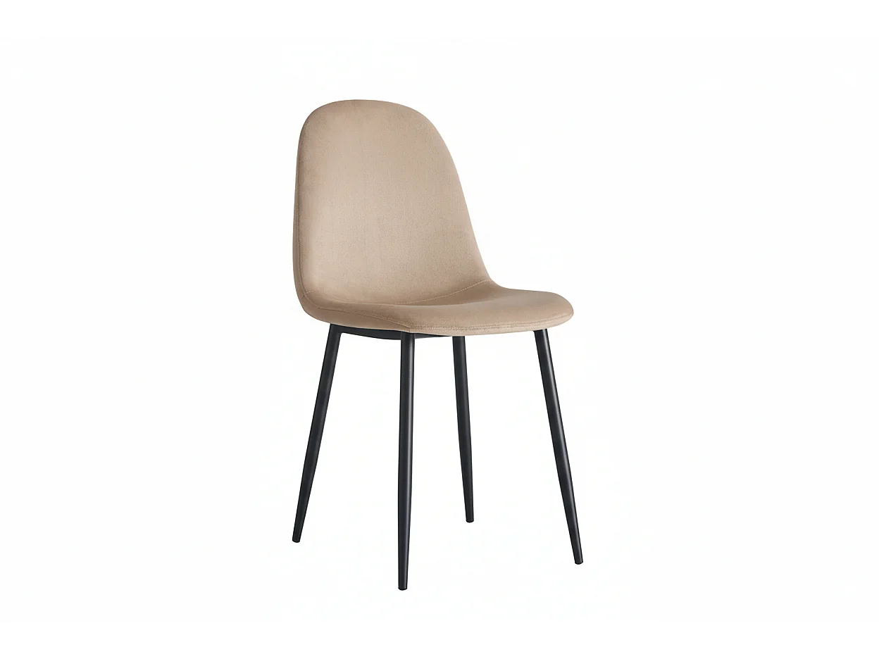 Lot de 4 chaises scandinaves velours taupe pieds métal noir 43,5x40x87cm