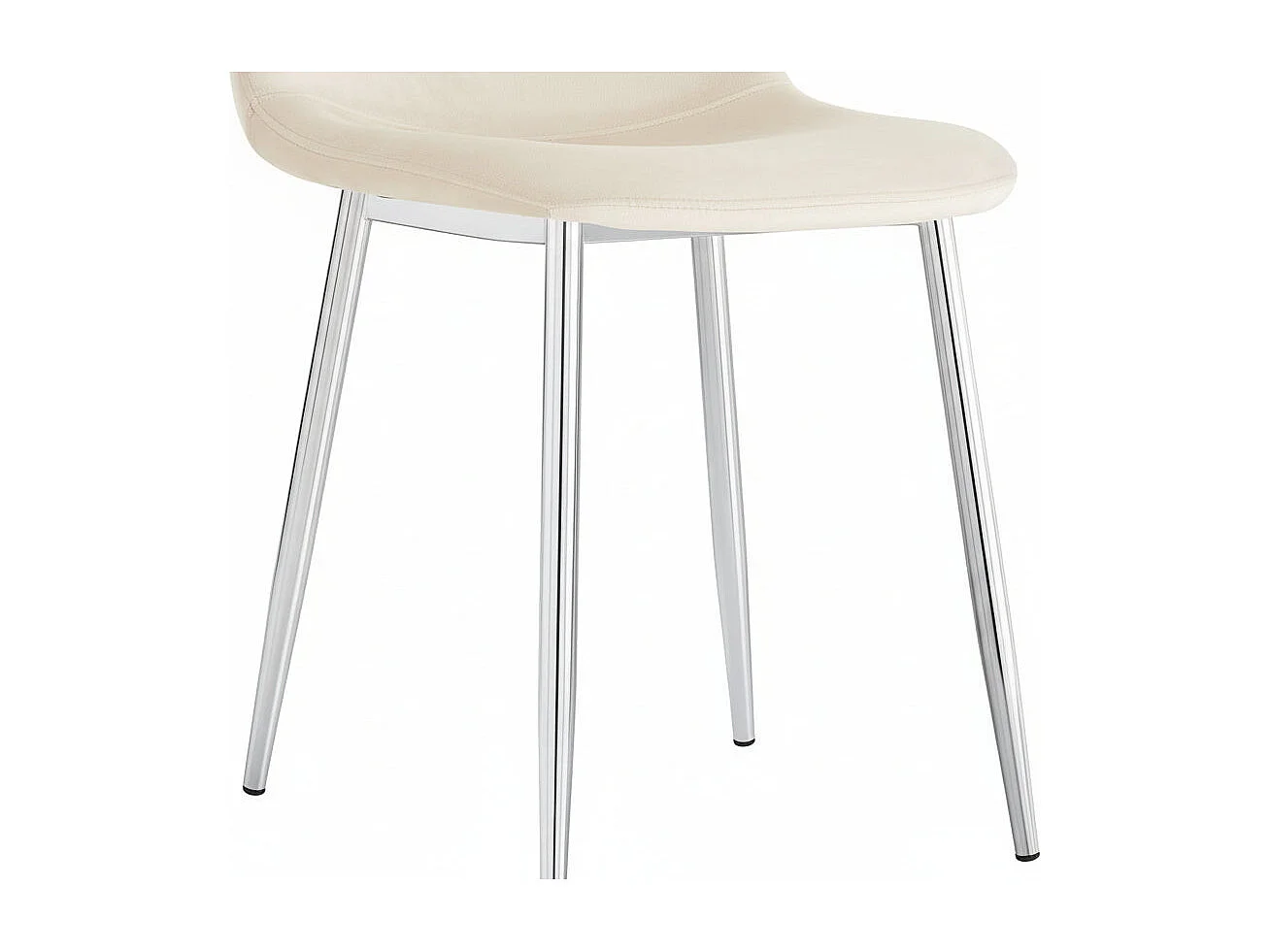 Lot de 4 chaises scandinaves velours beige pieds chrome 43,5x40x87 cm