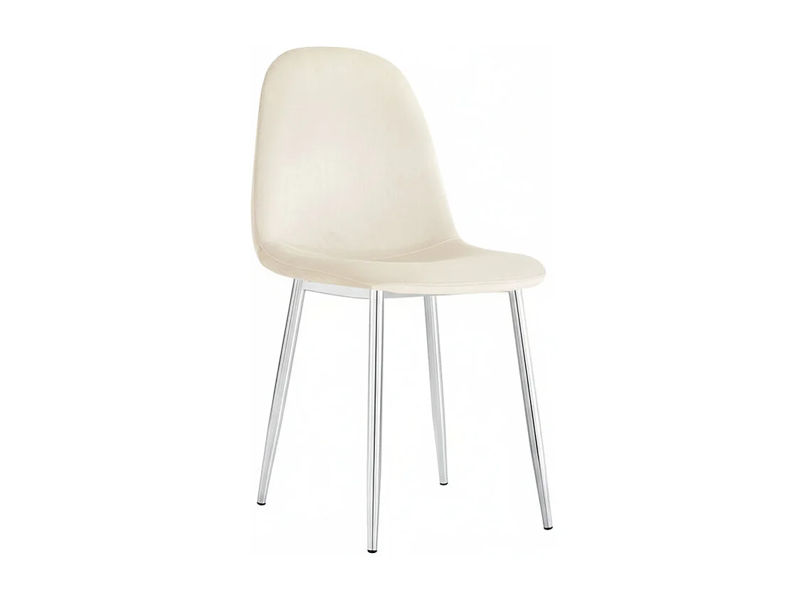 Lot de 4 chaises scandinaves velours beige pieds chrome 43,5x40x87 cm