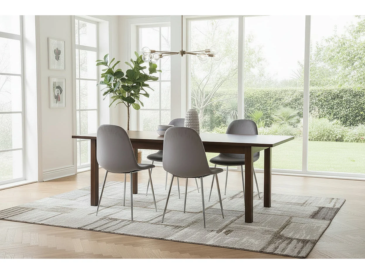 Lot de 4 Chaises Scandinaves Velours Gris Pieds Chrome 43,5x40x87cm