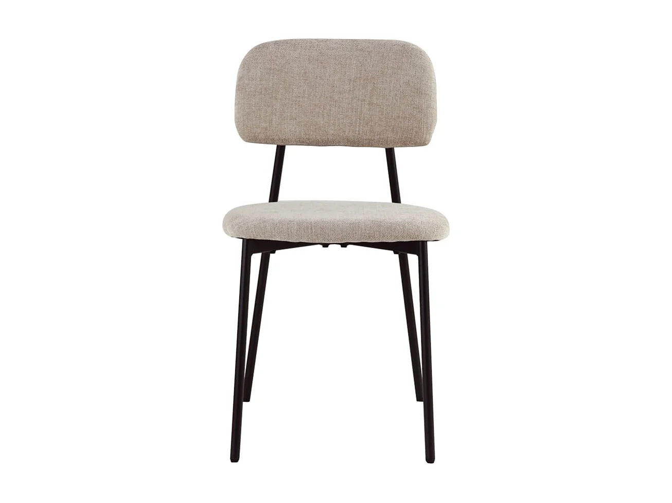 Lot 4 chaises salle à manger tissu taupe pieds métal noir 44x43x80 cm AZRA