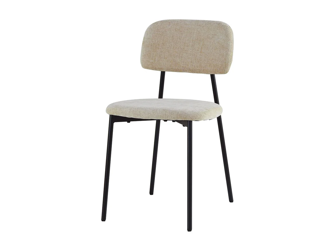 Lot 4 chaises salle à manger tissu taupe pieds métal noir 44x43x80 cm AZRA