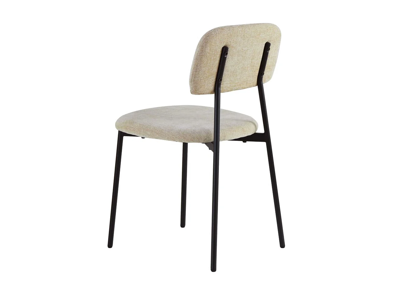 Lot 4 chaises salle à manger tissu taupe pieds métal noir 44x43x80 cm AZRA