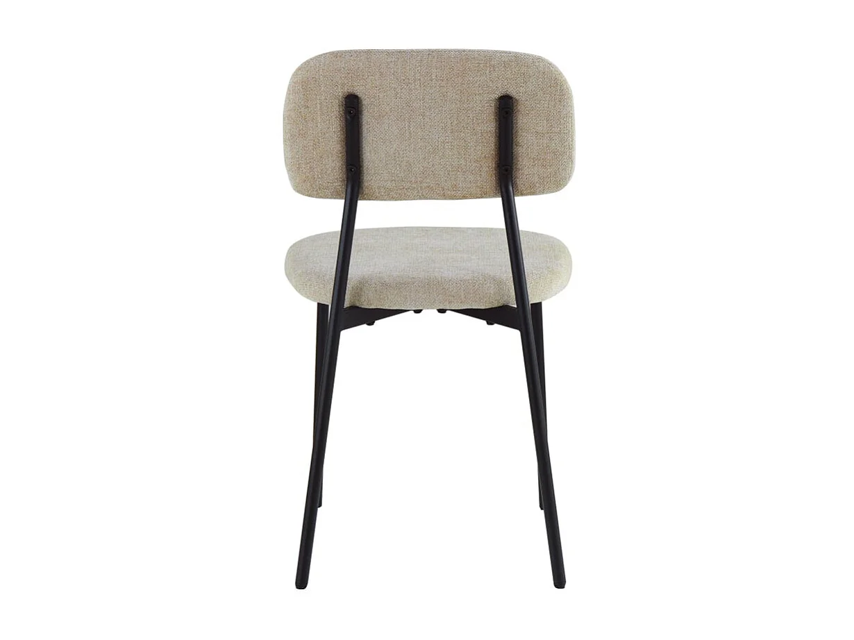 Lot 4 chaises salle à manger tissu taupe pieds métal noir 44x43x80 cm AZRA