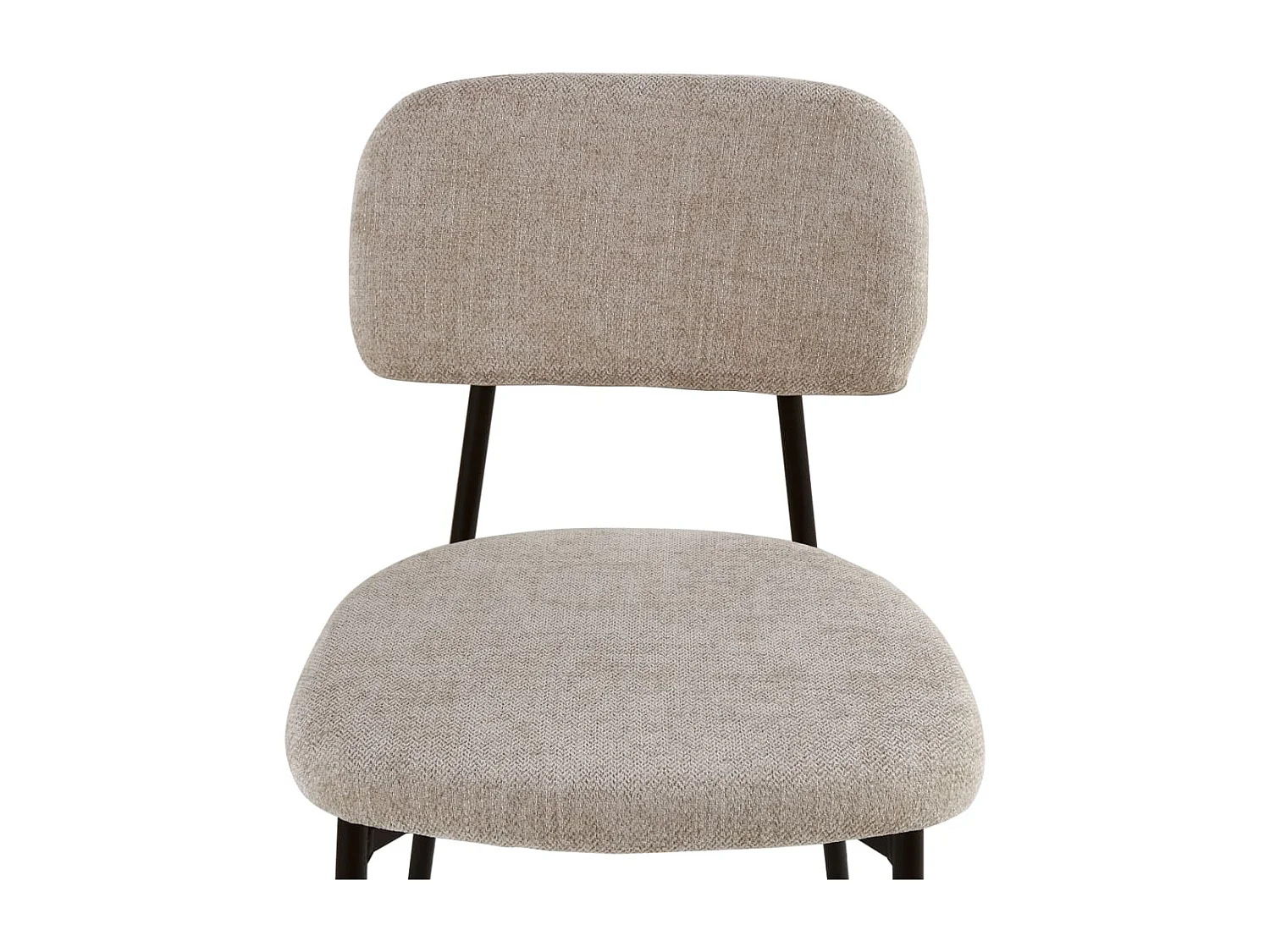 Lot 4 chaises salle à manger tissu taupe pieds métal noir 44x43x80 cm AZRA