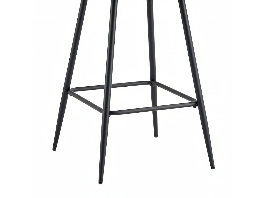 Lot 2 Tabourets de Bar Athena Velours Taupe Pieds Métal Noir 47x41x104cm