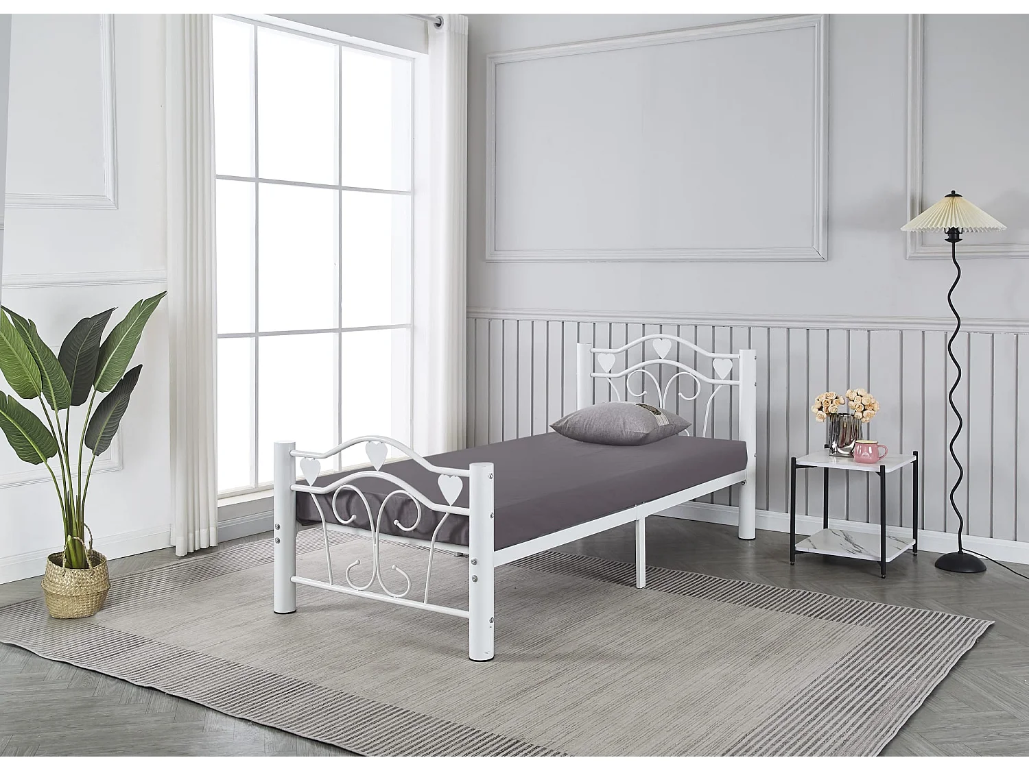 Lit métal blanc 90x190 cm HERCULE