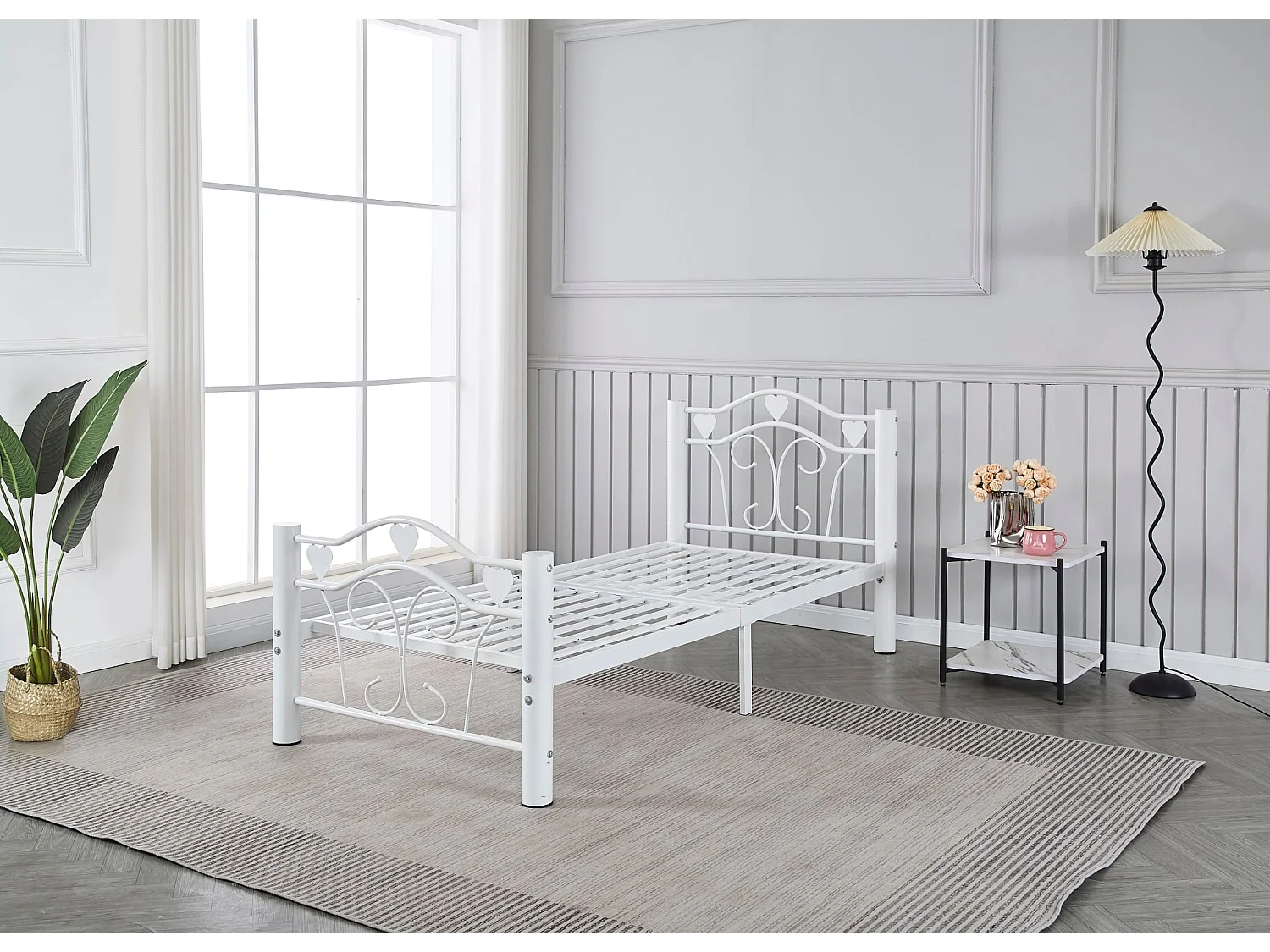 Lit métal blanc 90x190 cm HERCULE