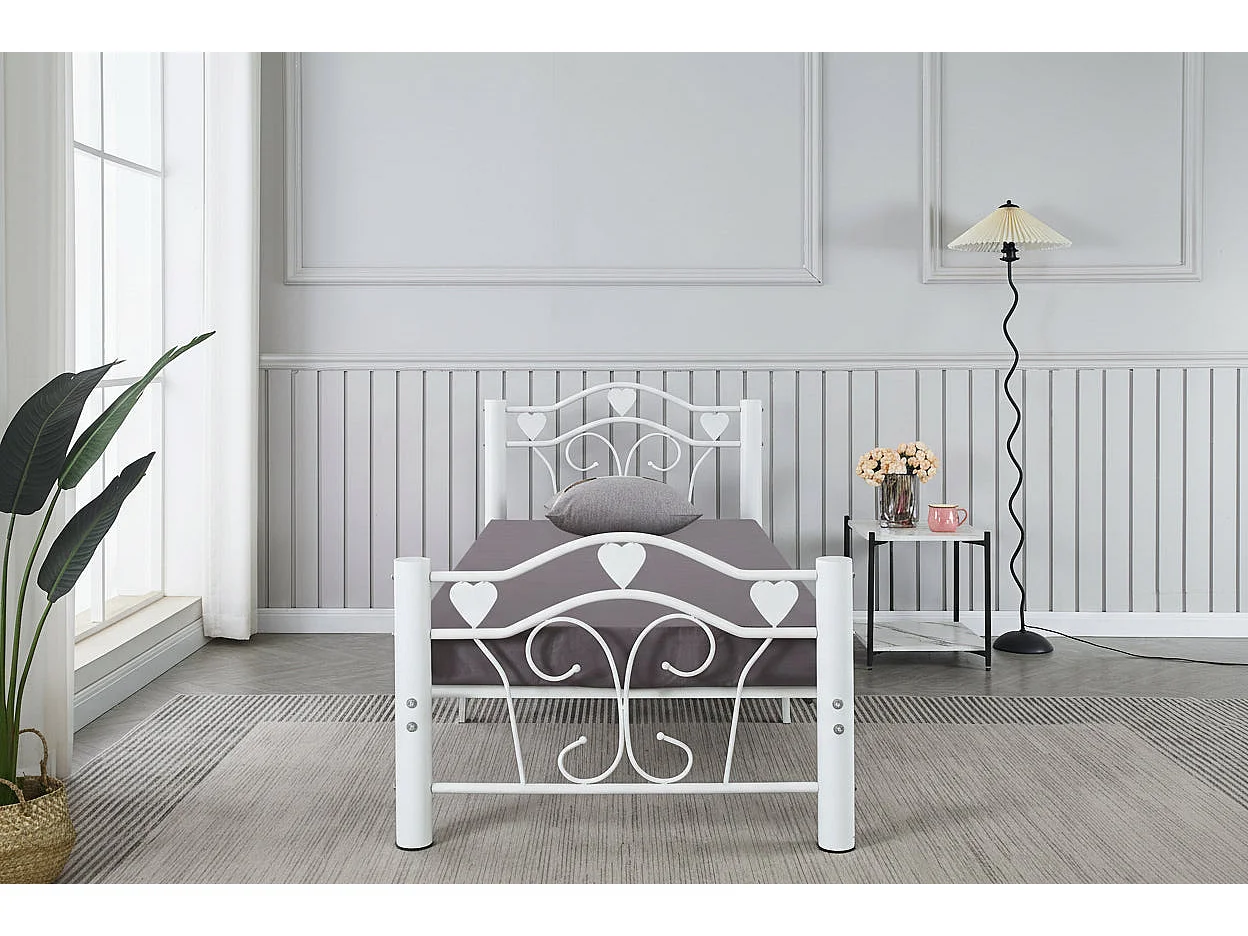 Lit métal blanc 90x190 cm HERCULE