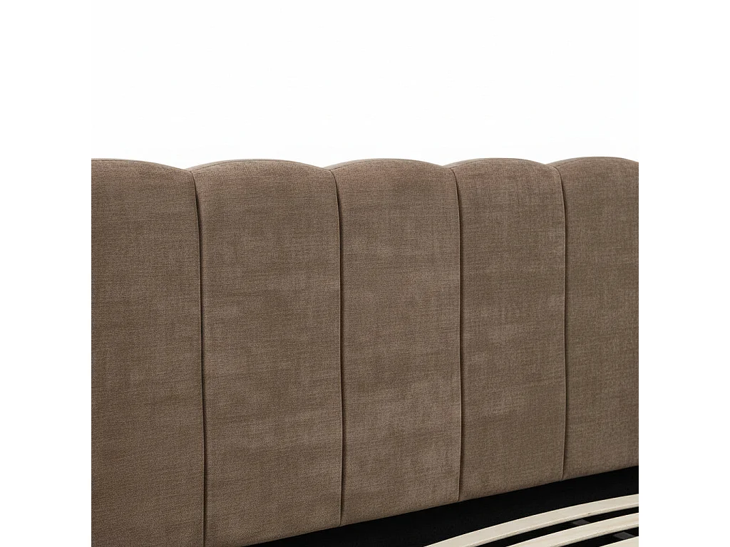 Lit Coffre 140x190 cm – Tissu Chenille Moka, Sommier à Lattes Inclus