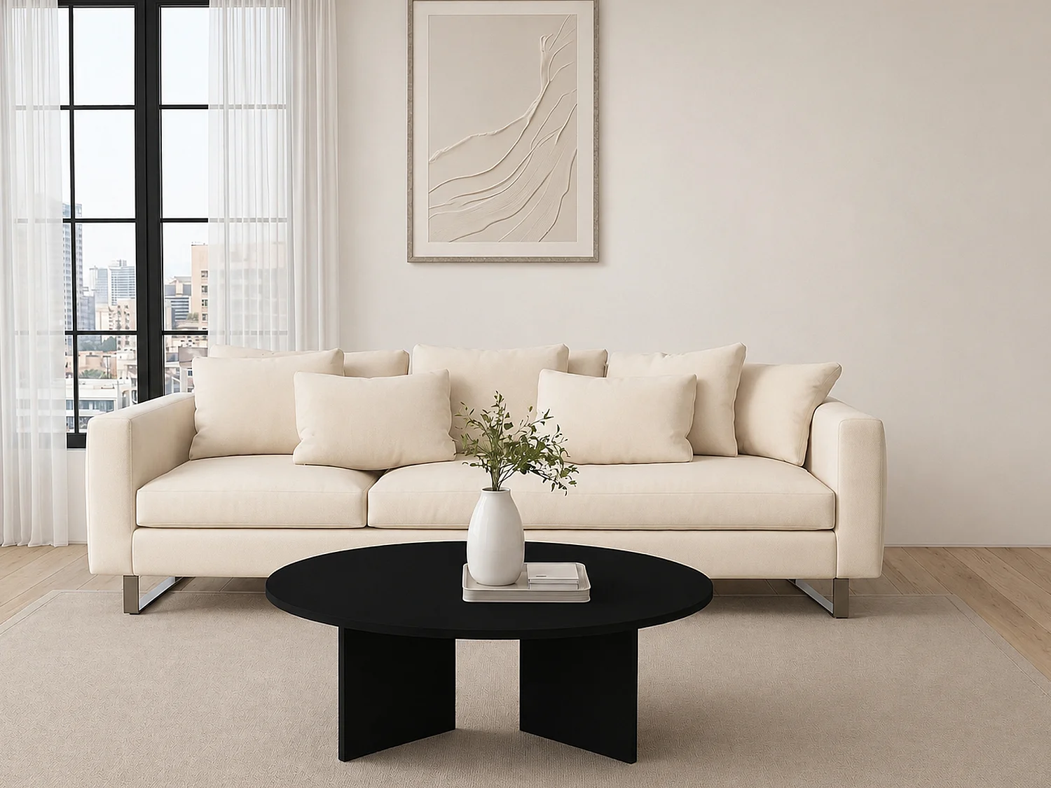 Table basse ronde - Noir - TOPANIA