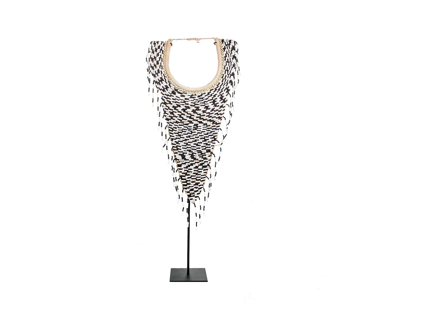 De Tribal Beaded Ketting op Standaard - Zwart Wit