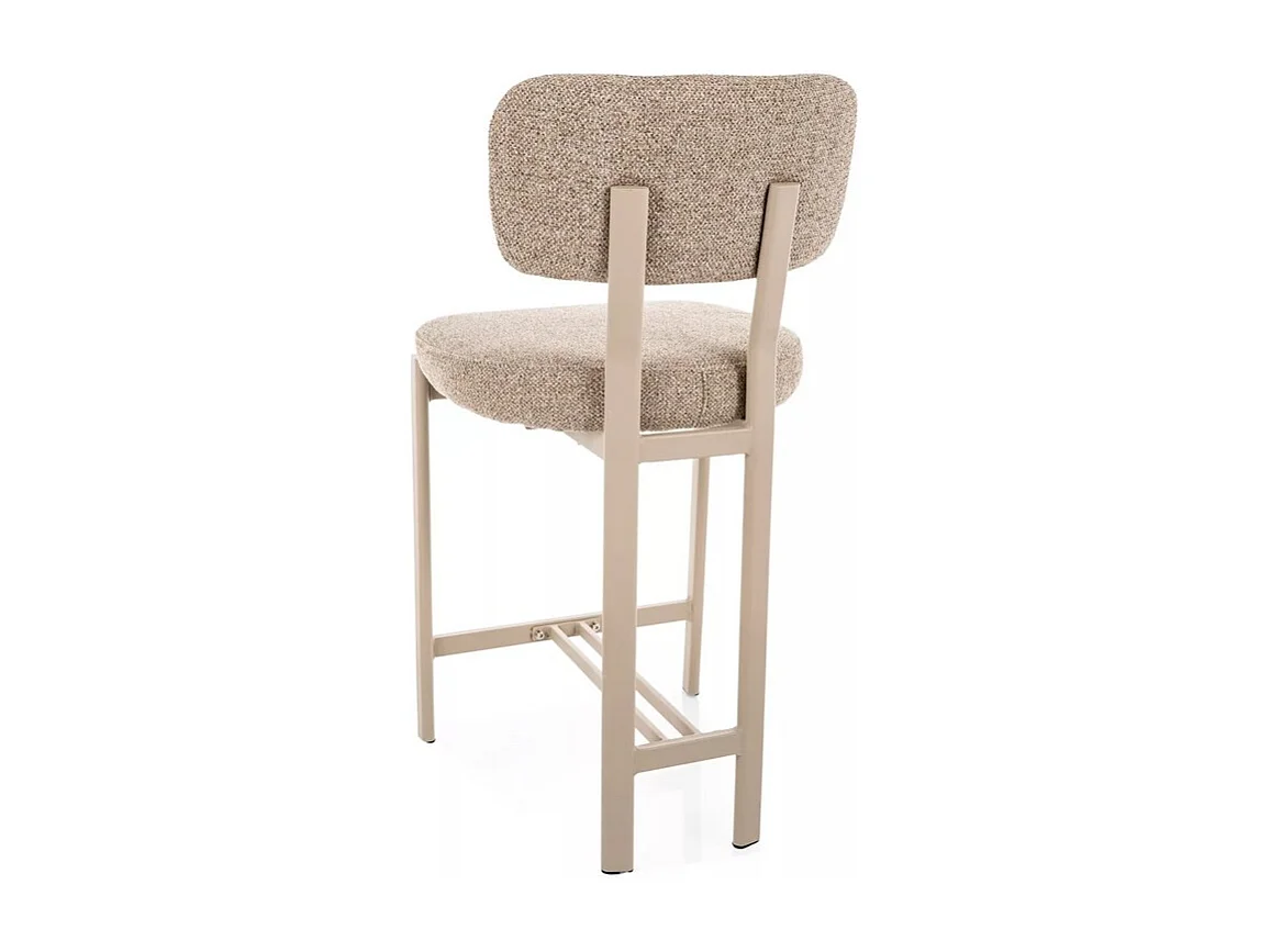 Chaise haute de bar Olf en tissu texturé beige et métal assorti