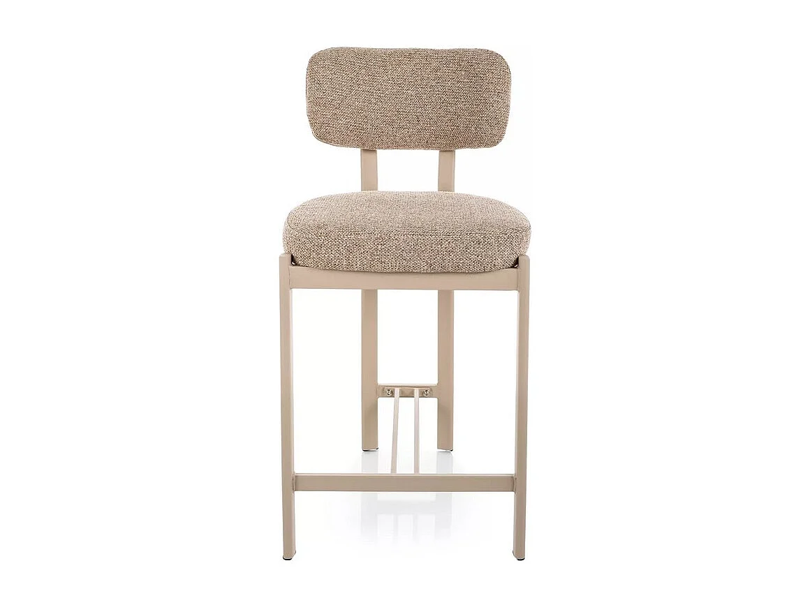 Chaise haute de bar Olf en tissu texturé beige et métal assorti