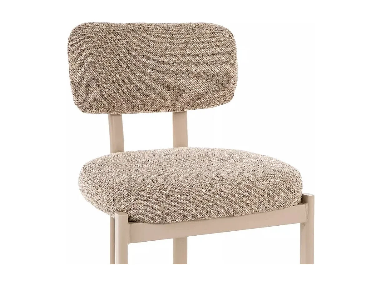 Chaise haute de bar Olf en tissu texturé beige et métal assorti