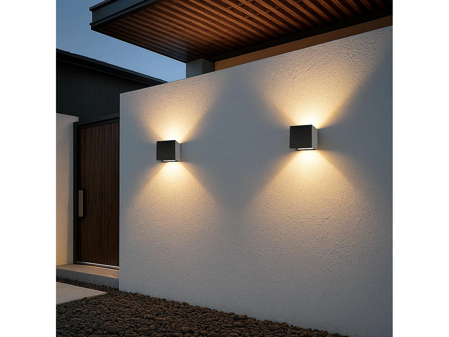 ZMH Applique Extérieure/Intérieure Pack de 4 Noir 3000K Blanc Chaud G9 Angle Réglable Up Down IP65 Pour Façade Jardin