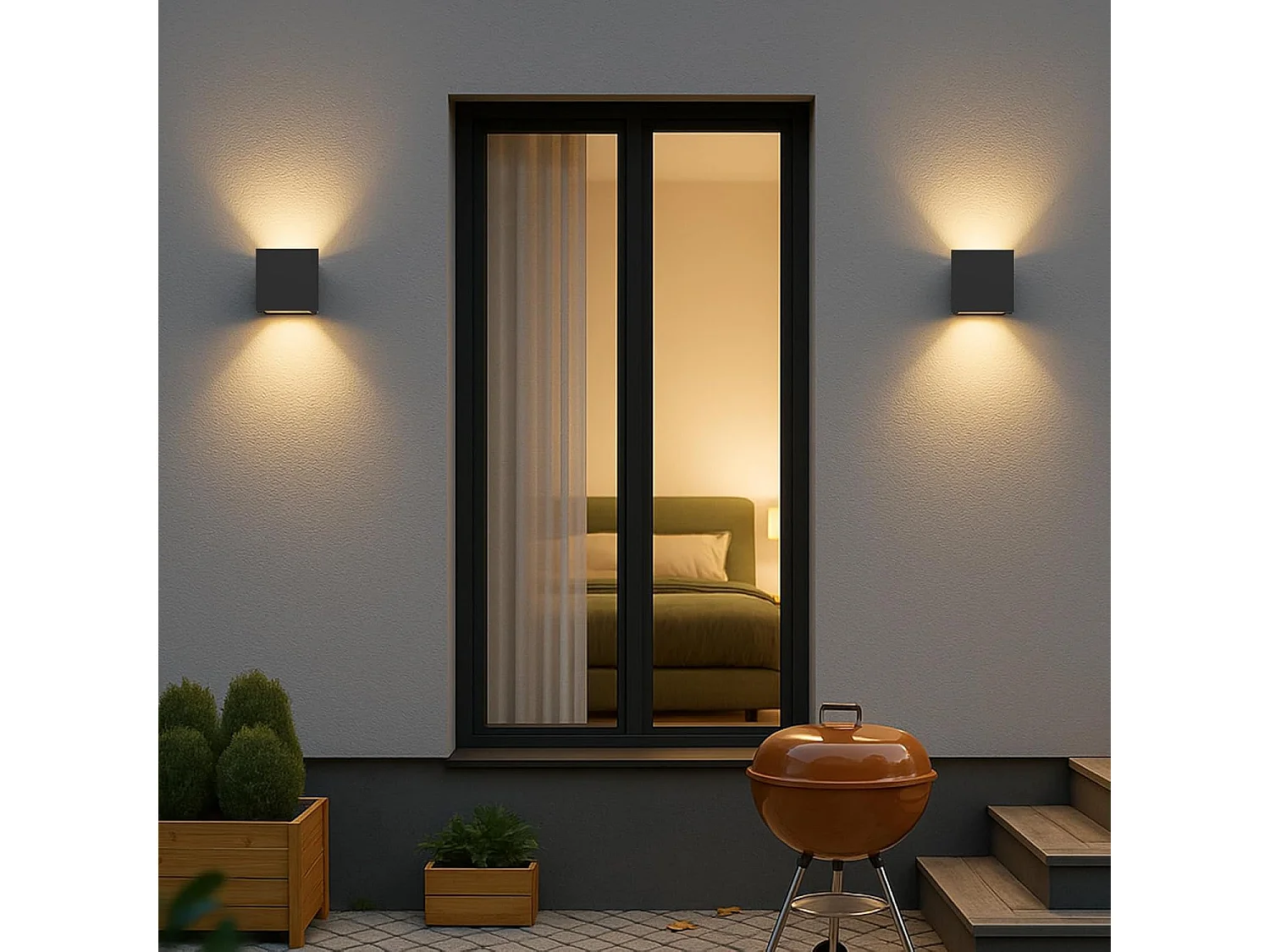 ZMH Applique Extérieure/Intérieure Pack de 4 Noir 3000K Blanc Chaud G9 Angle Réglable Up Down IP65 Pour Façade Jardin