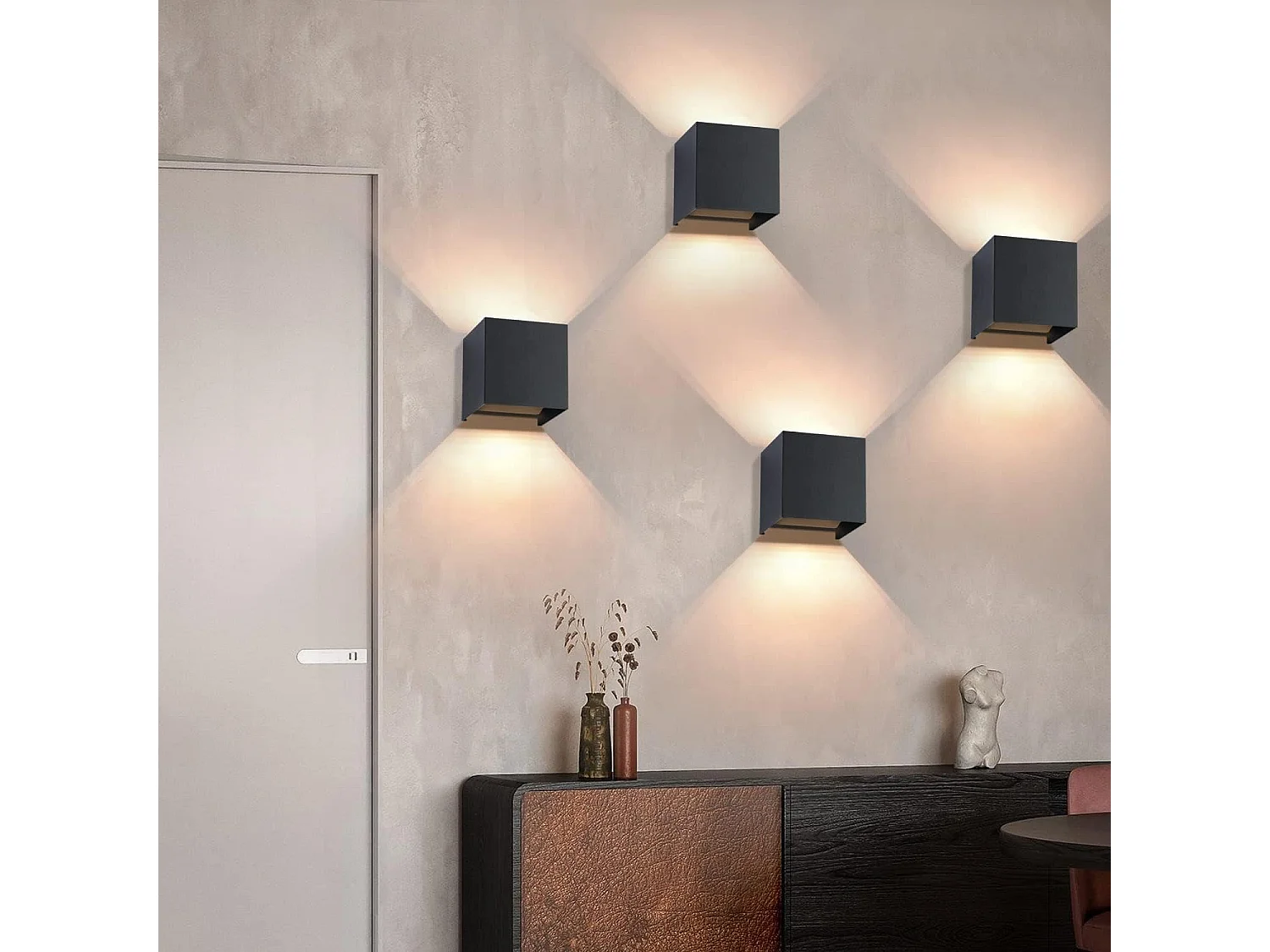 ZMH Applique Extérieure/Intérieure Pack de 4 Noir 3000K Blanc Chaud G9 Angle Réglable Up Down IP65 Pour Façade Jardin