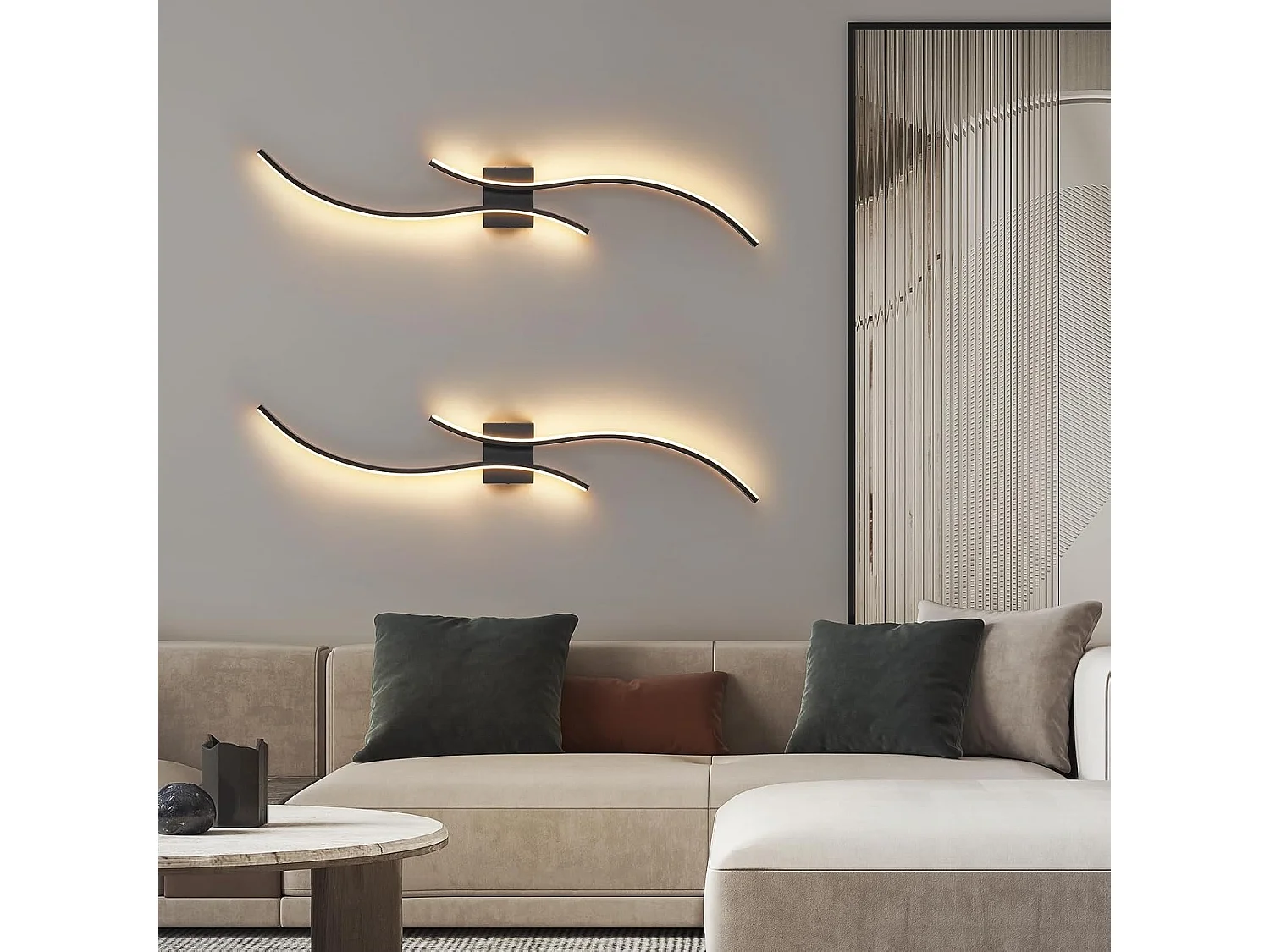 ZMH Applique Murale LED  -  Noir 14w, 100cm, 3000k Blanc Chaud (pour Couloir, Salon, Chambre)