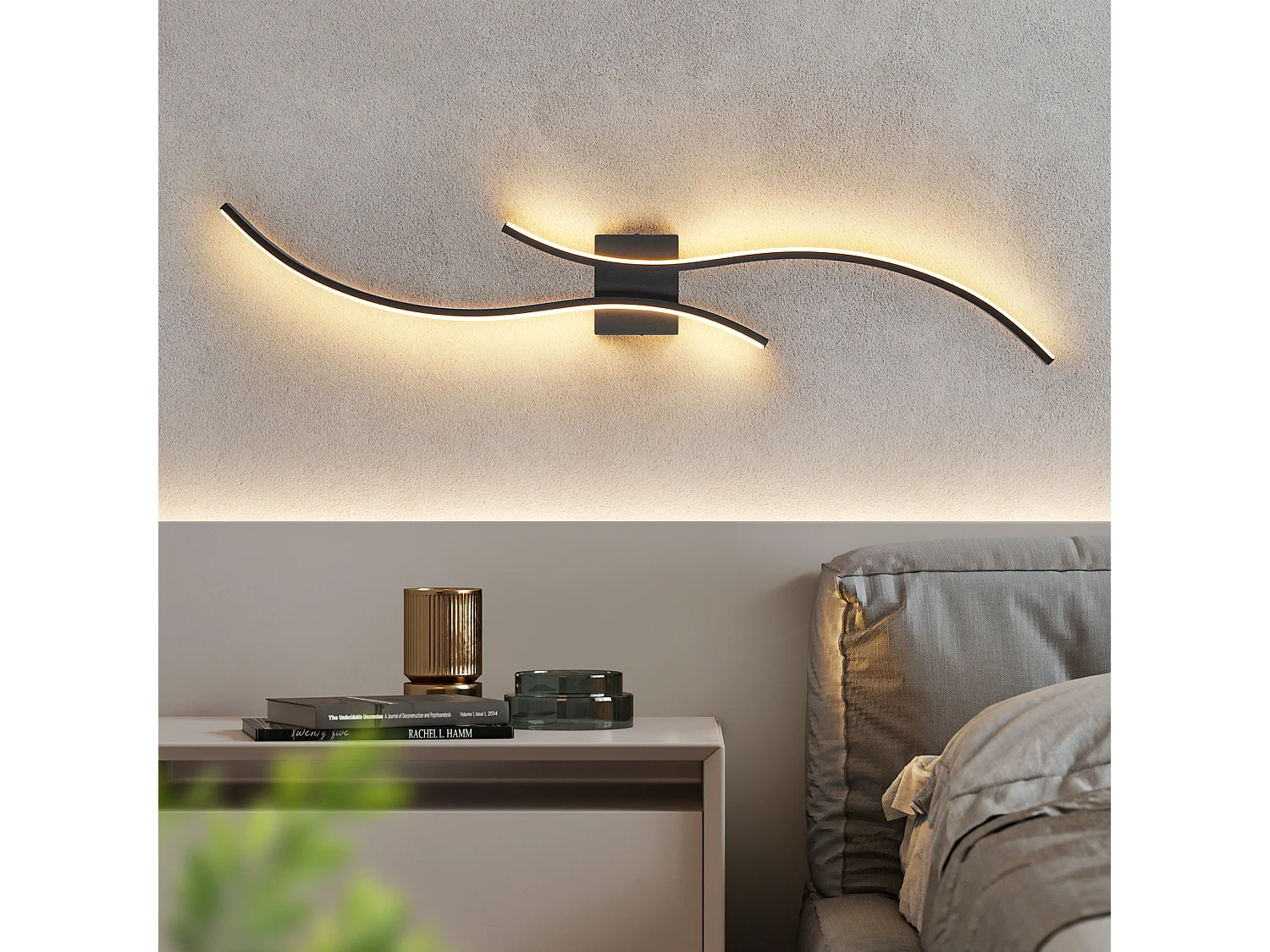 ZMH Applique Murale LED  -  Noir 14w, 100cm, 3000k Blanc Chaud (pour Couloir, Salon, Chambre)