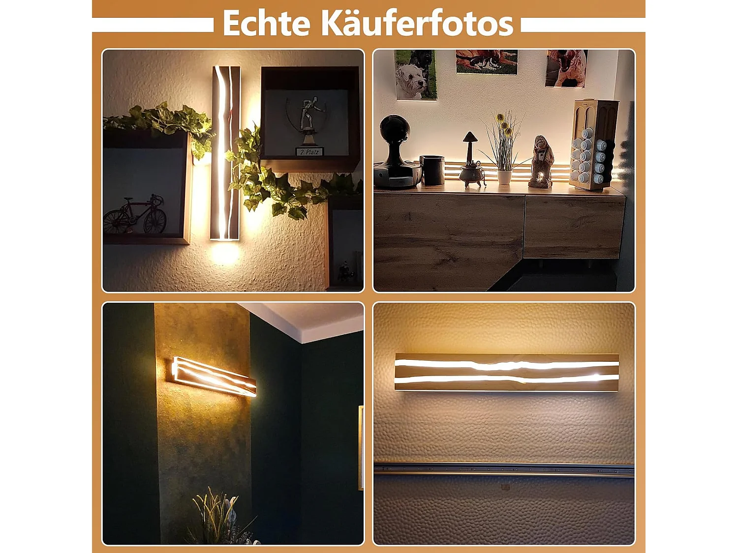 ZMH Applique Murale LED Bois 16W 3000K Blanc Chaud Design Moderne  D.100cm Pour Couloir Escalier Chambre Restaurant