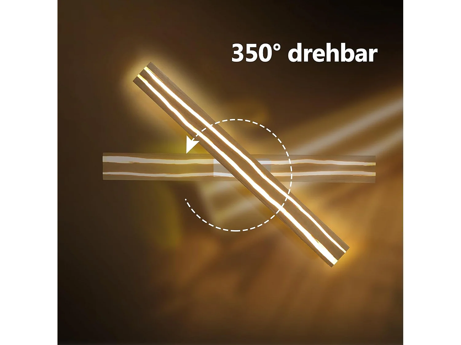 ZMH Applique Murale LED Bois 16W 3000K Blanc Chaud Design Moderne  D.100cm Pour Couloir Escalier Chambre Restaurant