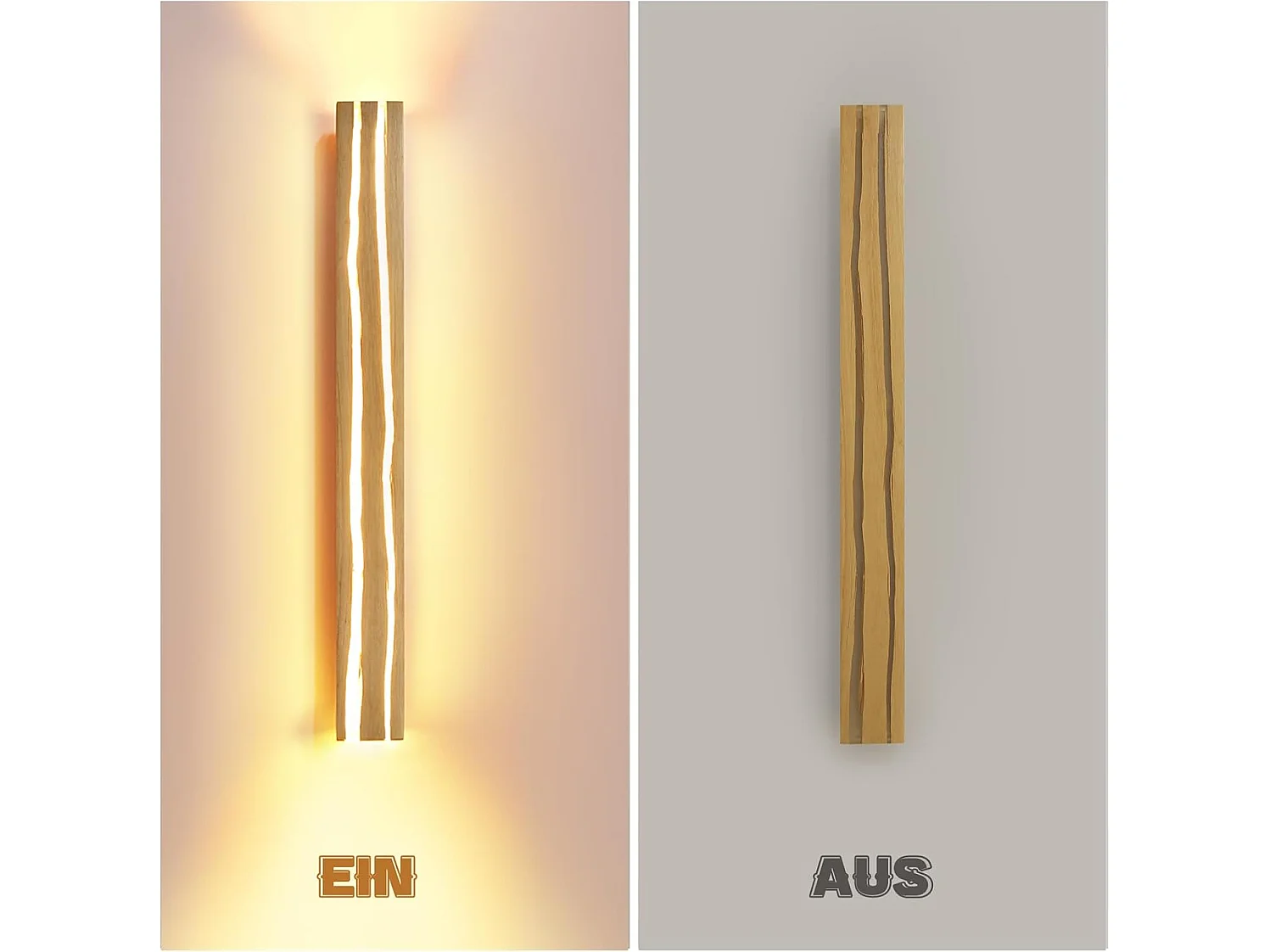 ZMH Applique Murale LED Bois 16W 3000K Blanc Chaud Design Moderne  D.100cm Pour Couloir Escalier Chambre Restaurant