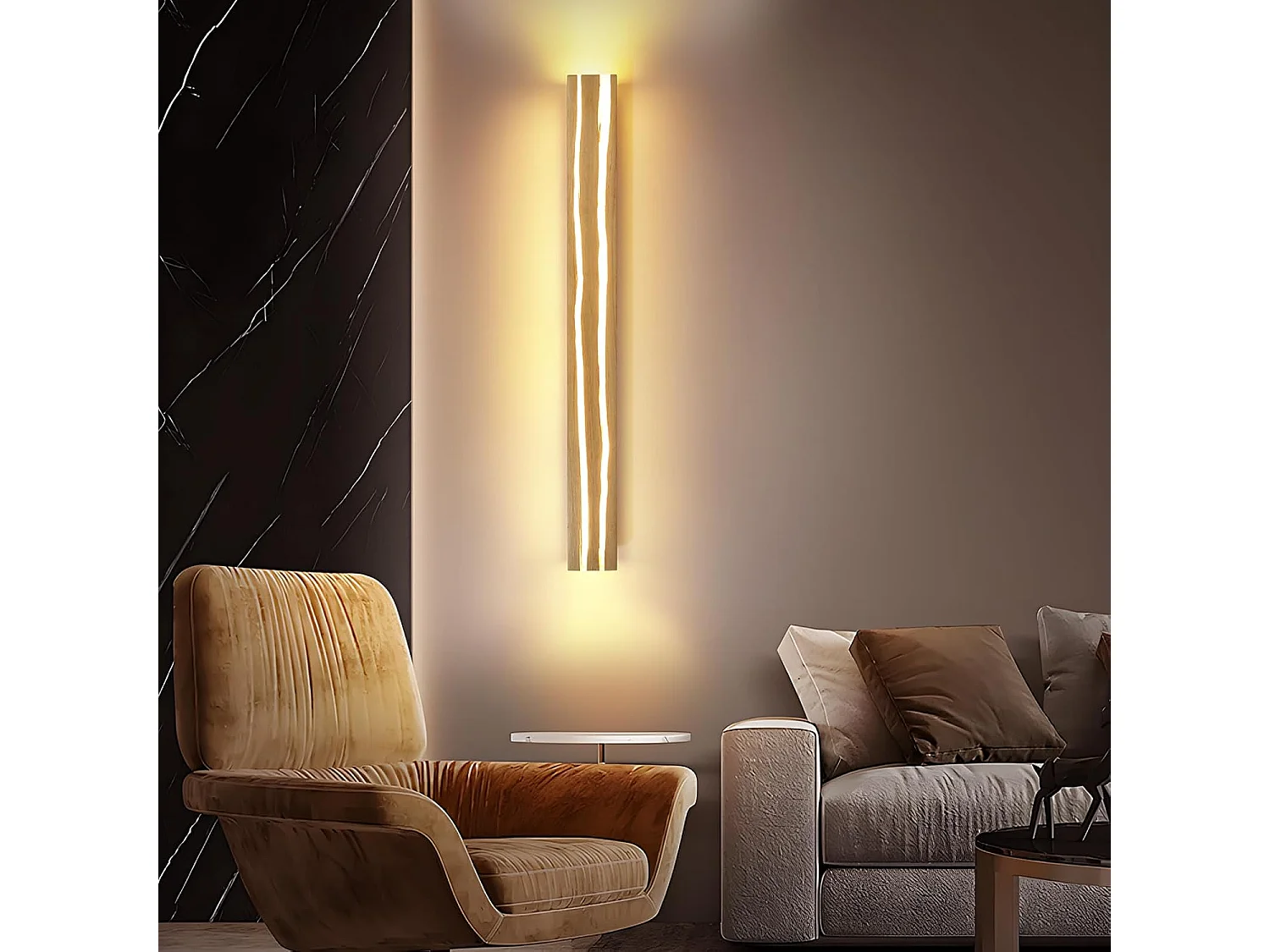 ZMH Applique Murale LED Bois 16W 3000K Blanc Chaud Design Moderne  D.100cm Pour Couloir Escalier Chambre Restaurant