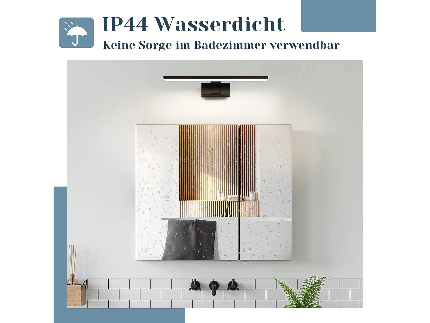 ZMH Lampe miroir LED salle de bain noire 30CM IP44 blanc neutre Applique murale pour cave