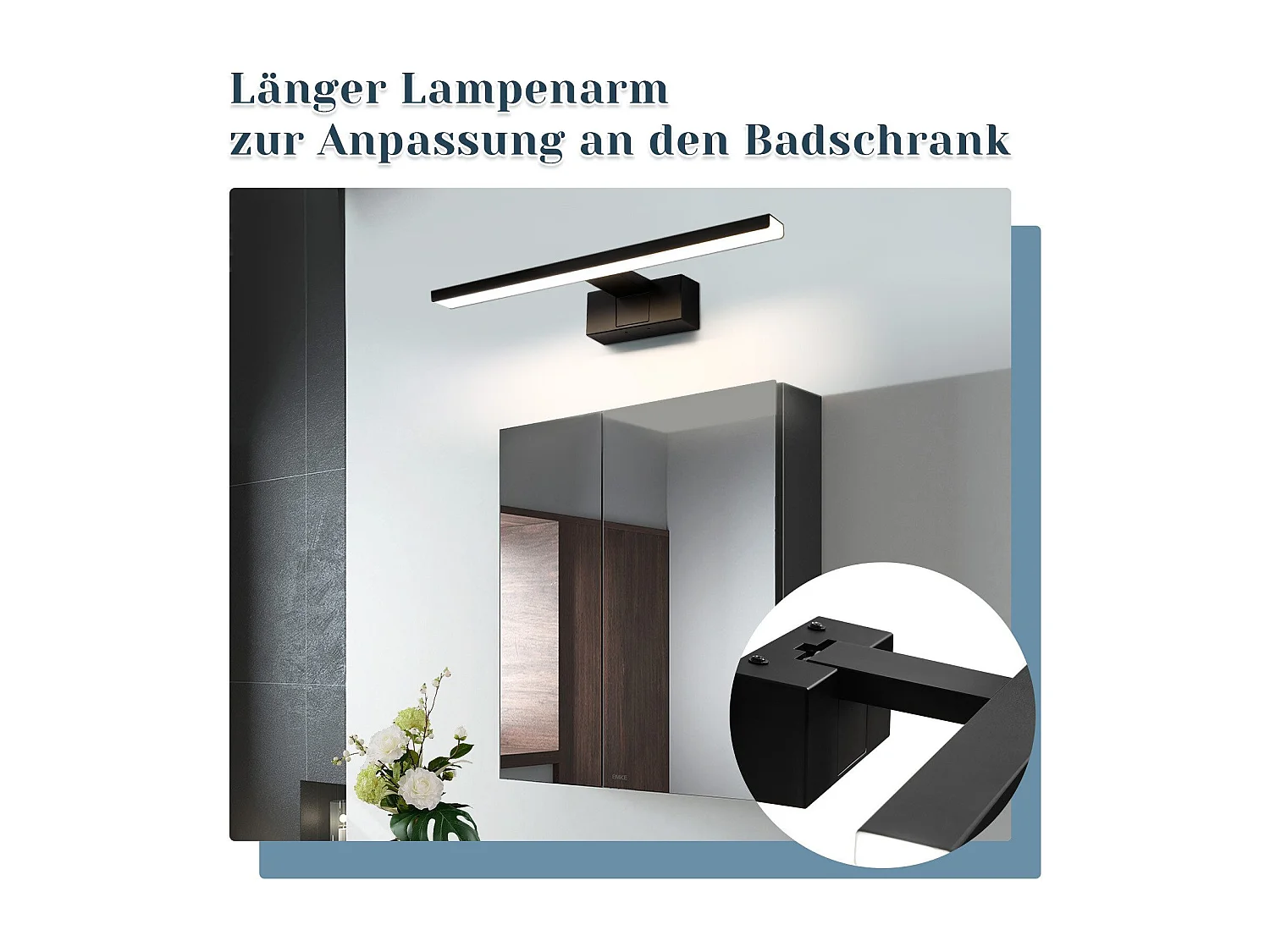 ZMH Lampe miroir LED salle de bain noire 30CM IP44 blanc neutre Applique murale pour cave