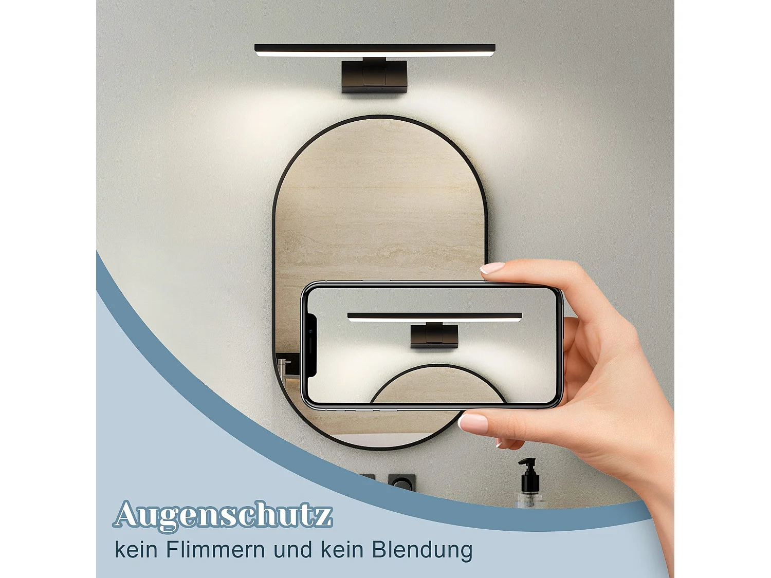 ZMH Lampe miroir LED salle de bain noire 30CM IP44 blanc neutre Applique murale pour cave