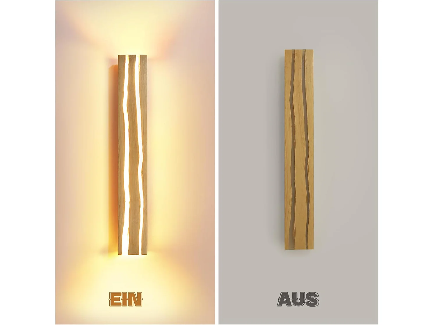 ZMH Applique Murale 8W Bois 3000K Blanc Chaud Indirect 50cm Pour Couloir Escalier Chambre Salon