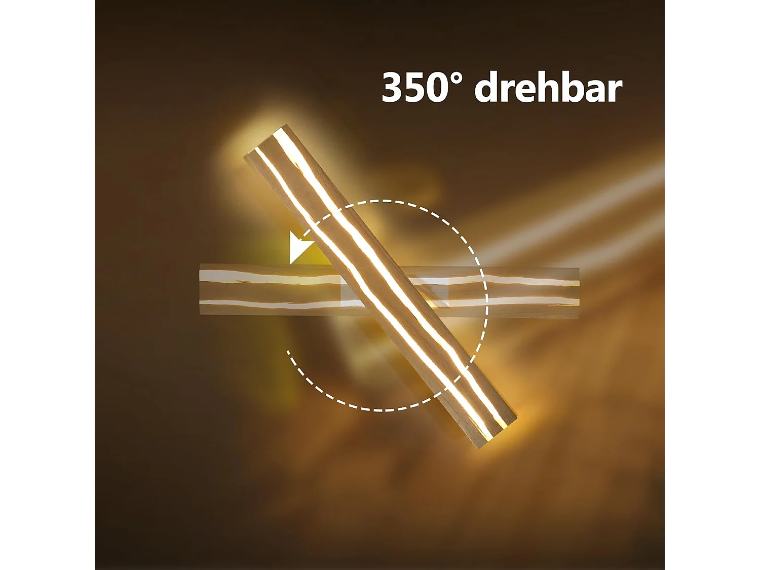 ZMH Applique Murale 8W Bois 3000K Blanc Chaud Indirect 50cm Pour Couloir Escalier Chambre Salon