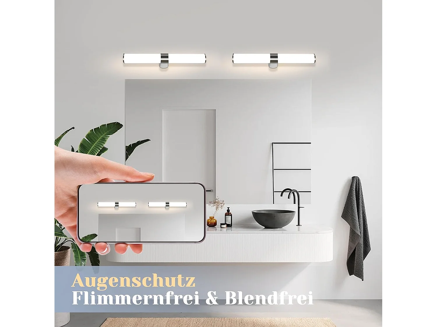 ZMH Lampe de miroir salle de bain - Moderne 40CM Chrome Chambre IP44