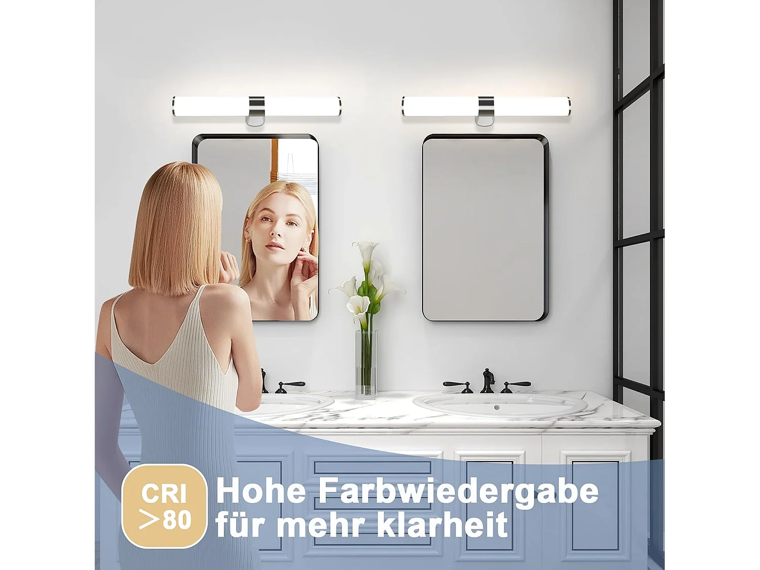 ZMH Lampe de miroir salle de bain - Moderne 40CM Chrome Chambre IP44