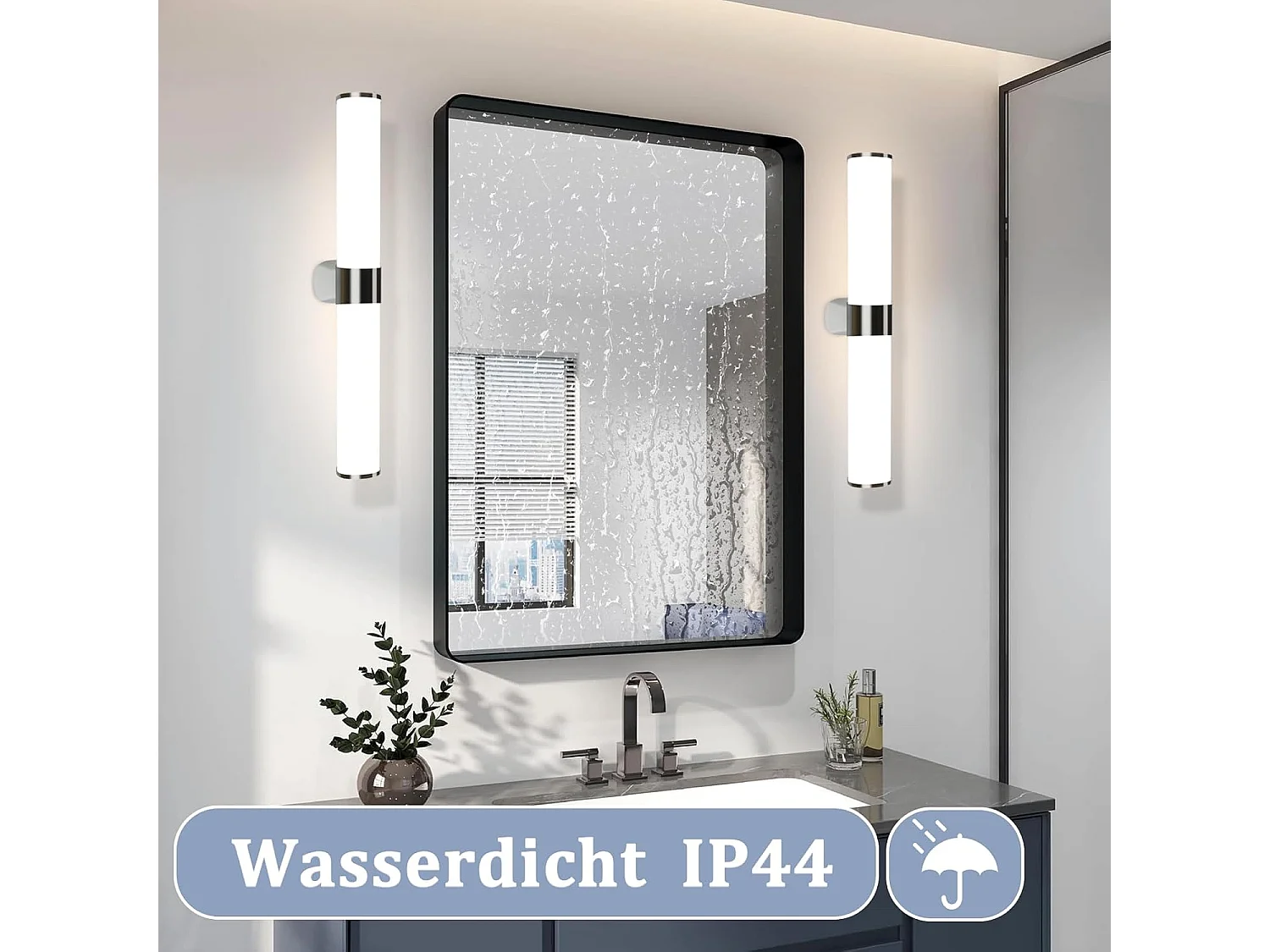 ZMH Lampe de miroir salle de bain - Moderne 40CM Chrome Chambre IP44