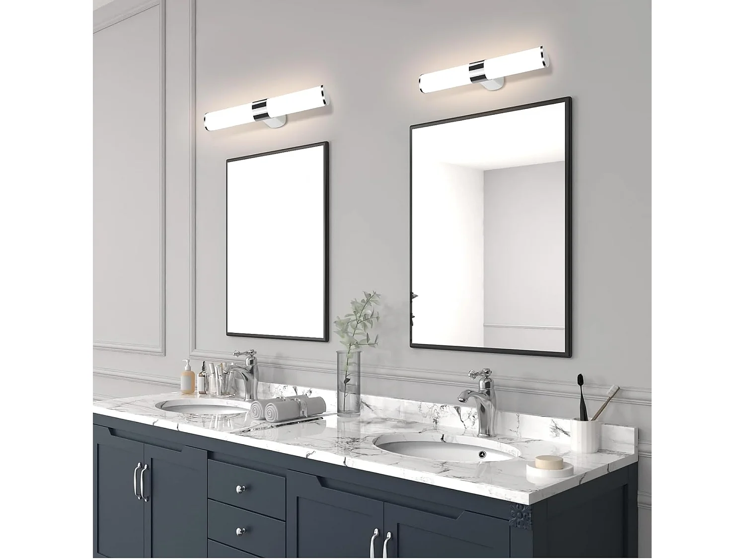 ZMH Lampe de miroir salle de bain - Moderne 40CM Chrome Chambre IP44