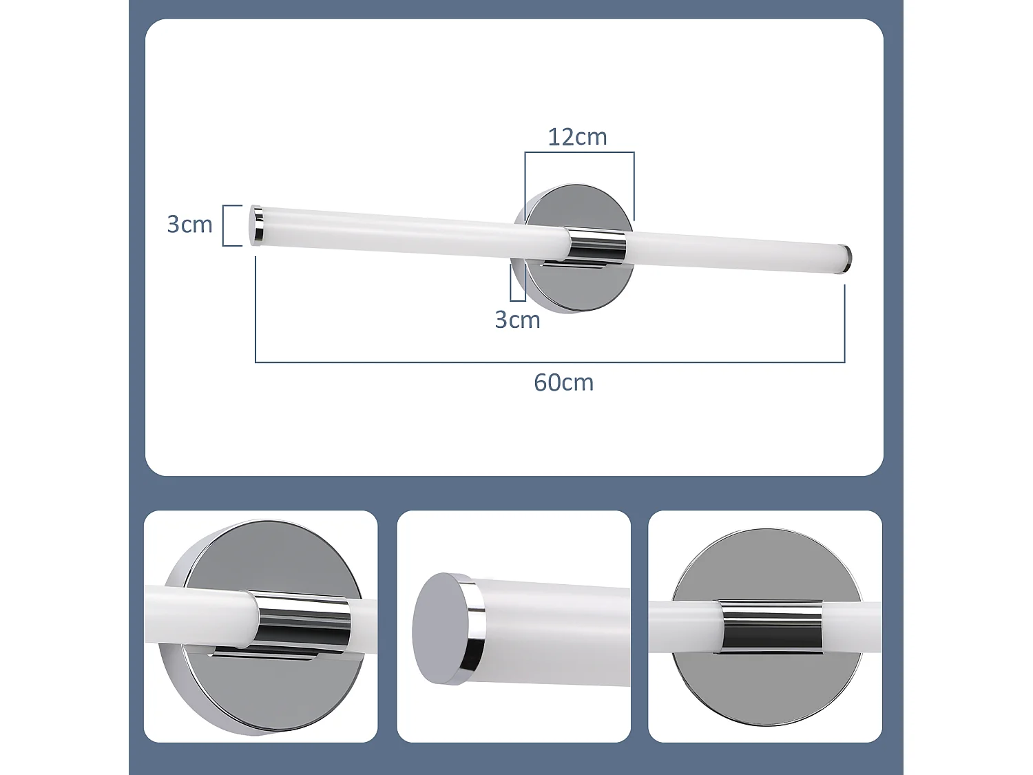 ZMH Applique murale LED pour salle de bain 60 cm – 8 W, blanc neutre 4 000 K