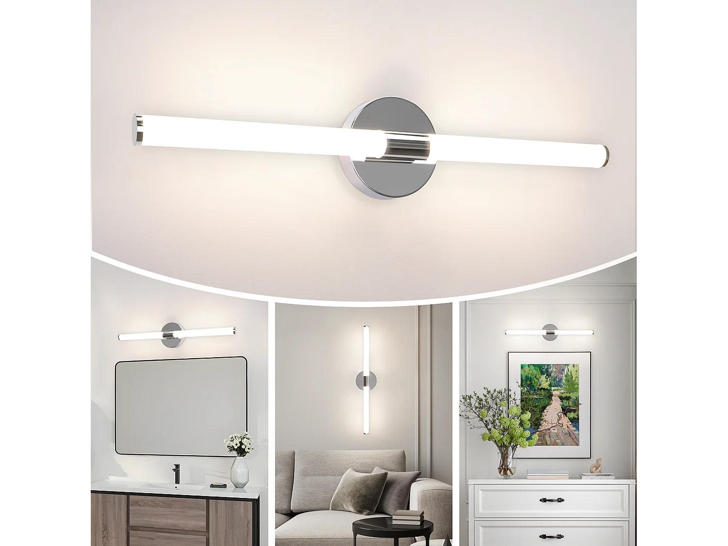 ZMH Applique murale LED pour salle de bain 60 cm – 8 W, blanc neutre 4 000 K