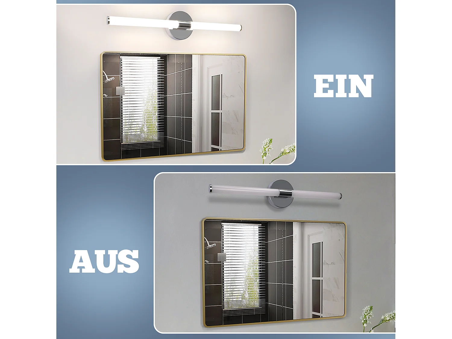 ZMH Applique murale LED pour salle de bain 60 cm – 8 W, blanc neutre 4 000 K