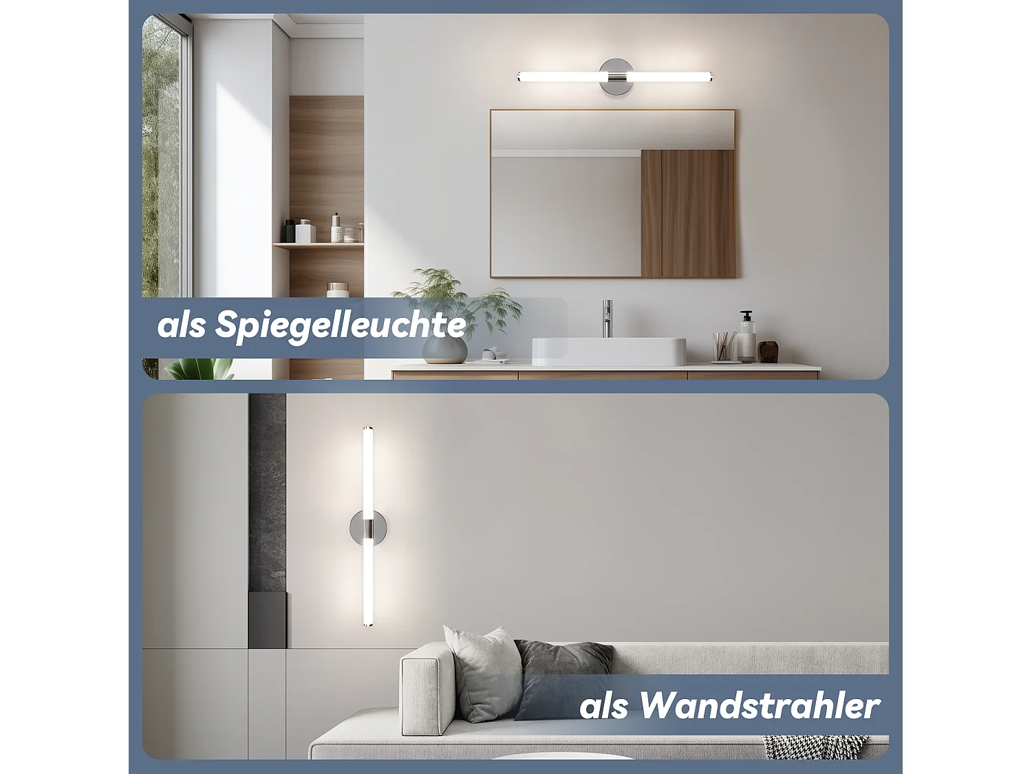 ZMH Applique murale LED pour salle de bain 60 cm – 8 W, blanc neutre 4 000 K