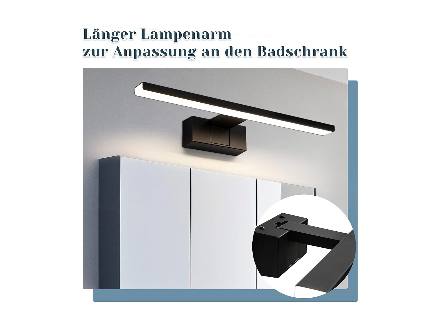 ZMH Lampe miroir LED salle de bain noire 60CM IP44 blanc neutre Applique murale pour cave
