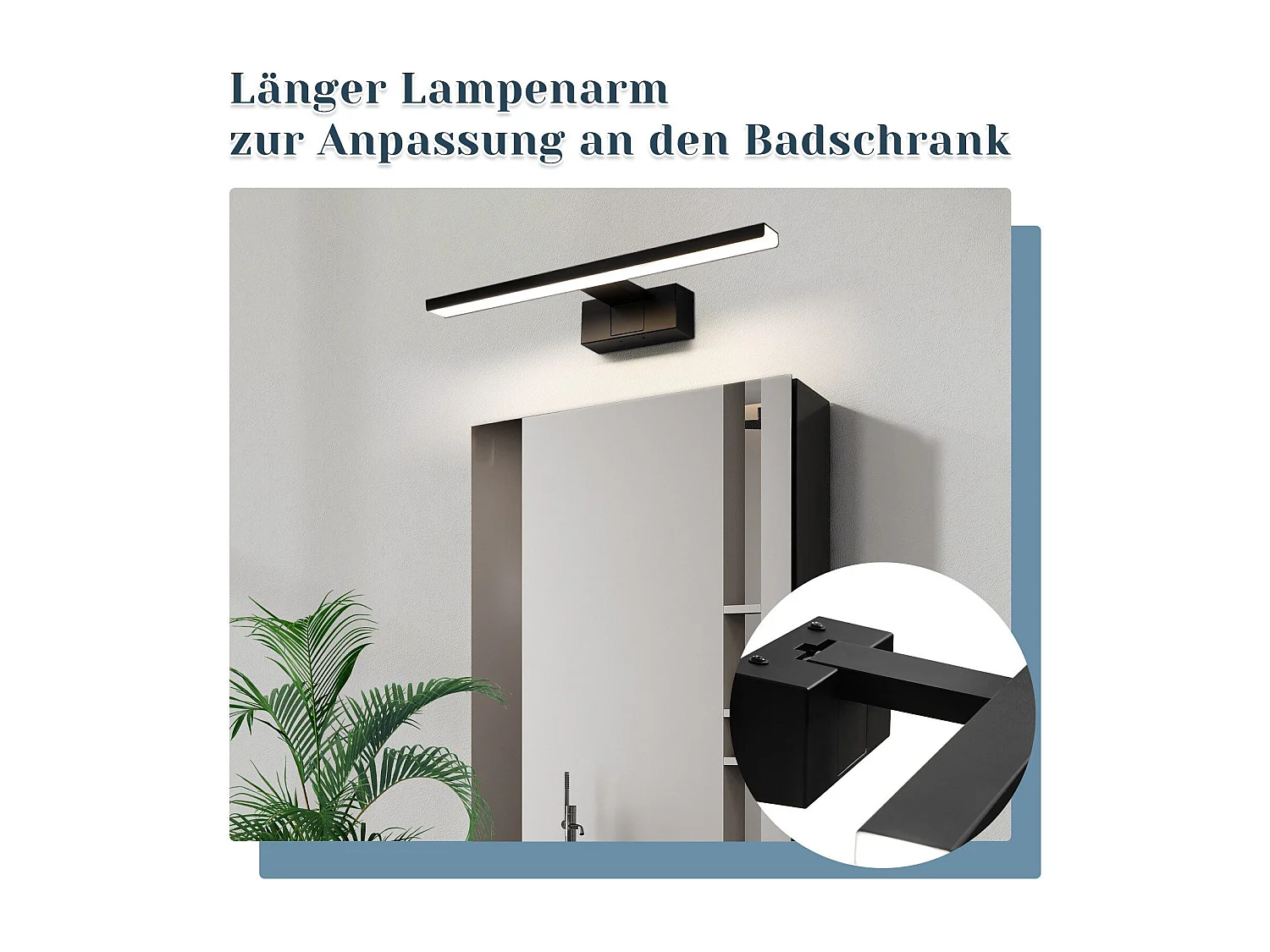 ZMH Lampe miroir LED salle de bain noire 40CM IP44 blanc neutre Applique murale pour cave
