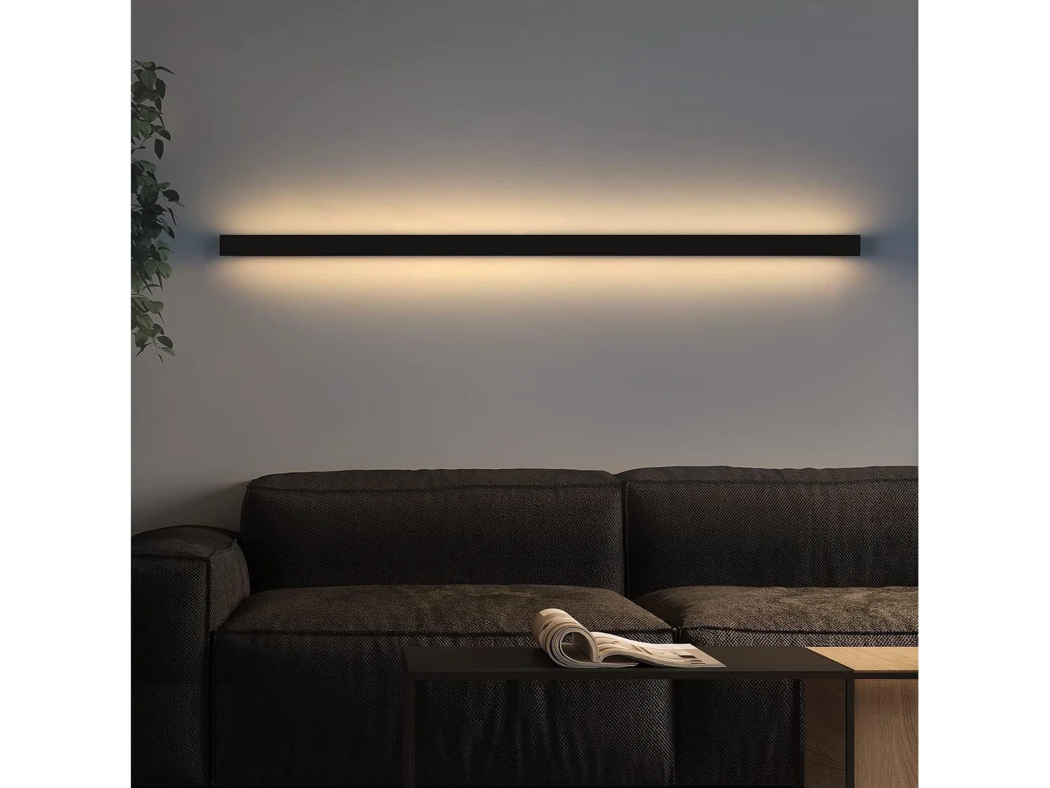 ZMH Applique murale LED intérieure noire 100CM moderne pour couloir et chambre