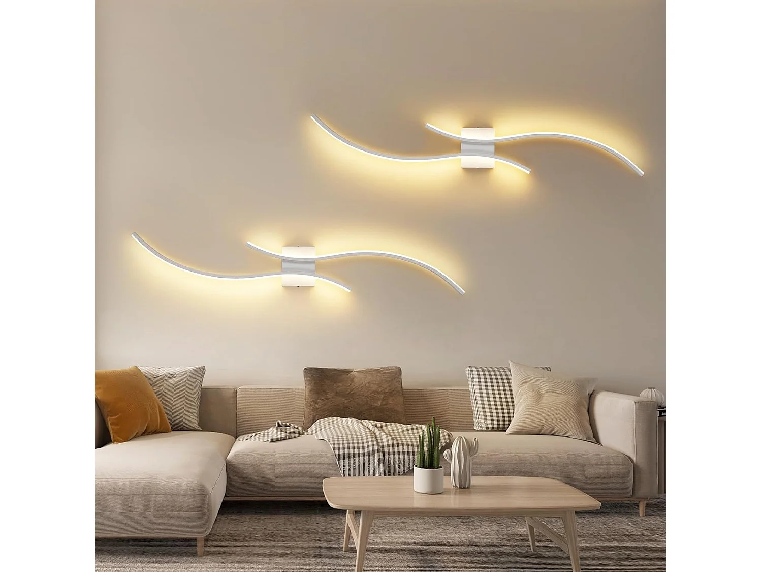 ZMH Applique Murale LED vague – 14w, 100cm, 3000k Blanc Chaud, Blanc Design Moderne, Pour Couloir
