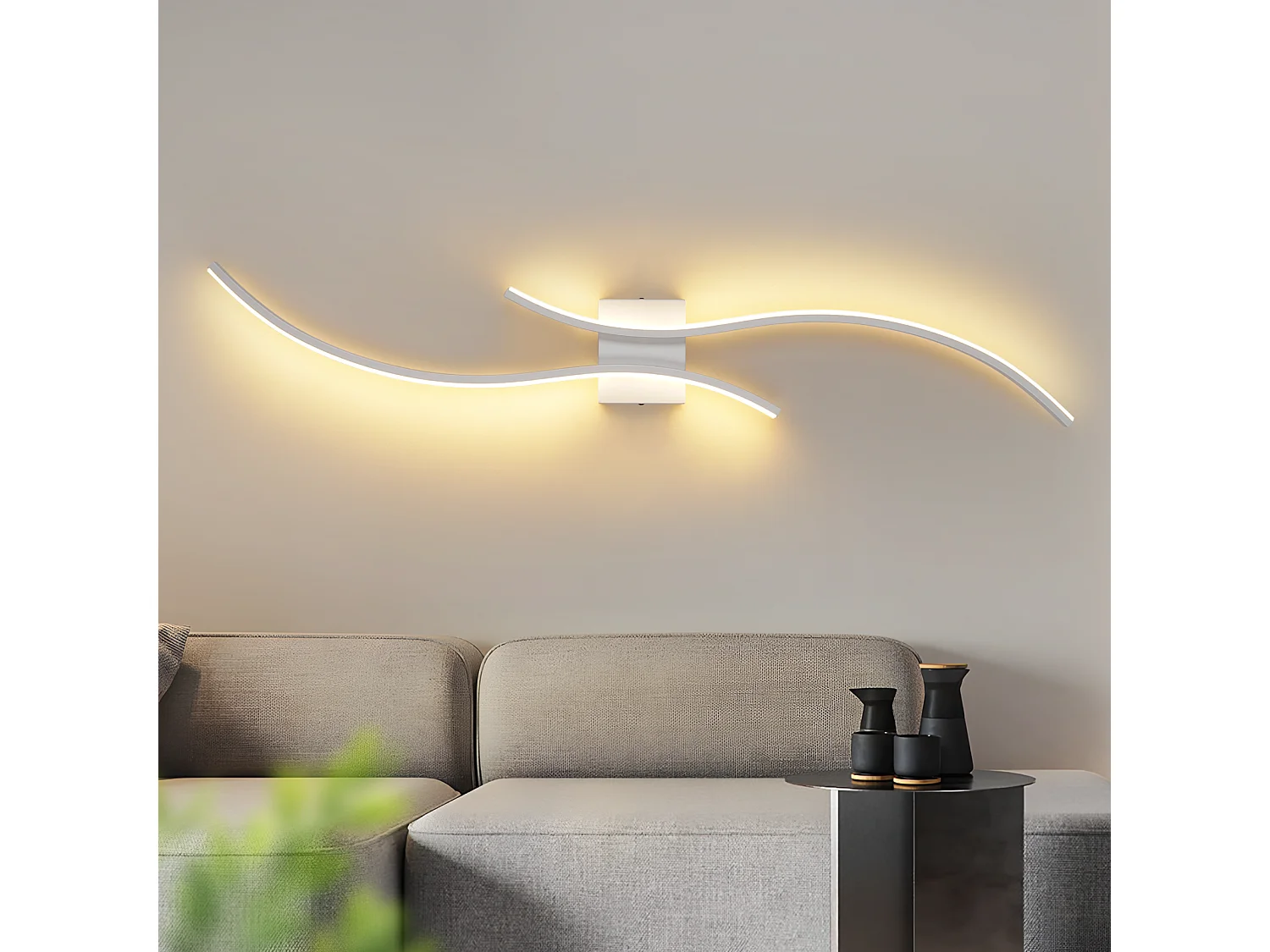 ZMH Applique Murale LED vague – 14w, 100cm, 3000k Blanc Chaud, Blanc Design Moderne, Pour Couloir
