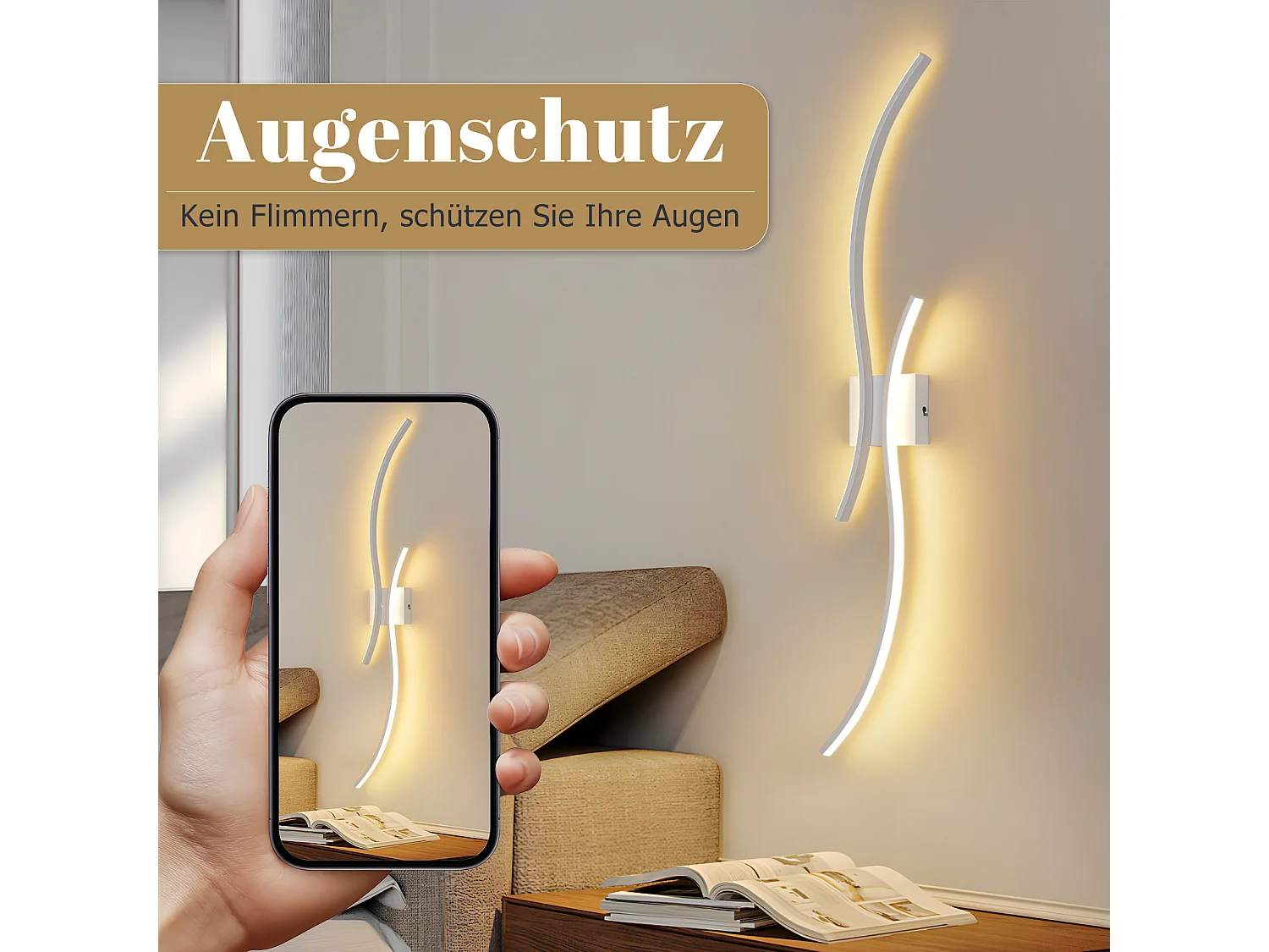ZMH Applique Murale LED vague – 14w, 100cm, 3000k Blanc Chaud, Blanc Design Moderne, Pour Couloir