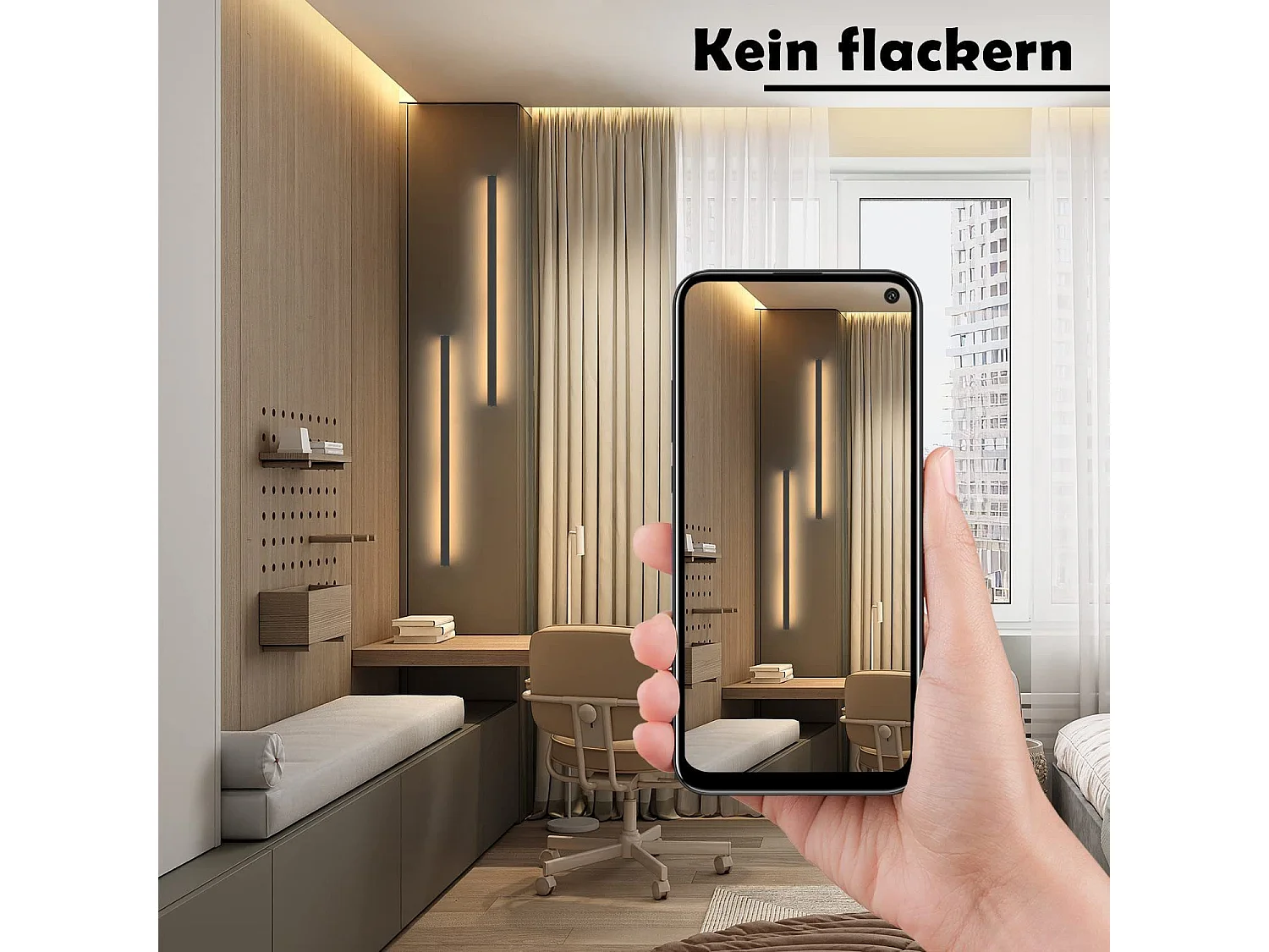 ZMH Applique murale LED d'intérieur Applique murale noire 60CM d'intérieur Hall d'entrée moderne Salle de bain