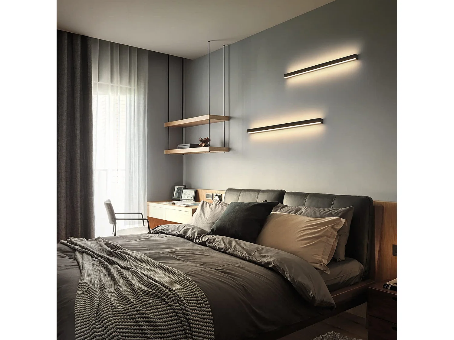 ZMH Applique murale LED d'intérieur Applique murale noire 60CM d'intérieur Hall d'entrée moderne Salle de bain
